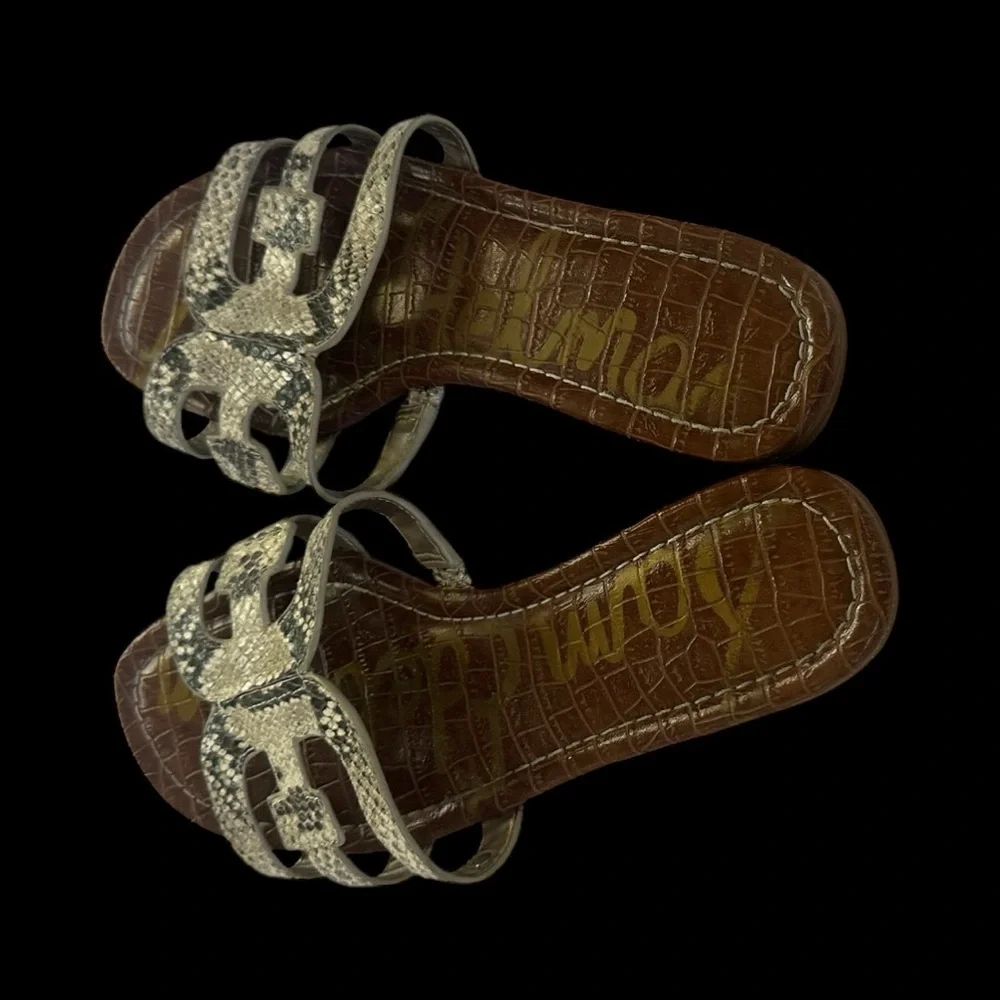 Sam Edelman Snakeskin Slide Sandals with Bold Logo - Picture 3 of 5